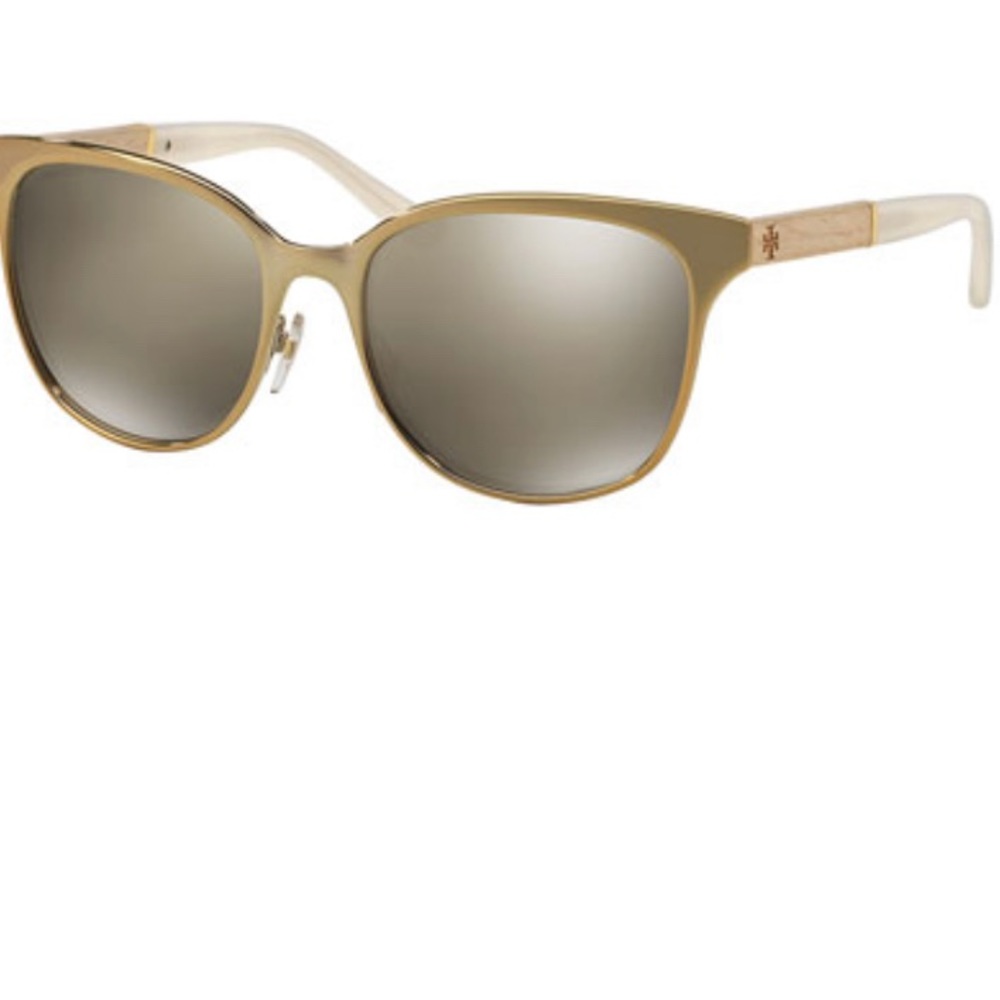 Gold square sunglass by Tory Burch worn twice in amazing condition are authentic